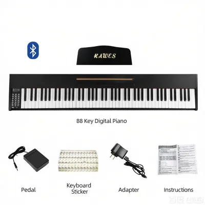 KAWES Piano Keyboard 88 Keys Wooden Electric Piano Semi Weighted Digital for Beginner& Professional Standard 22mm MIDI Keyboard