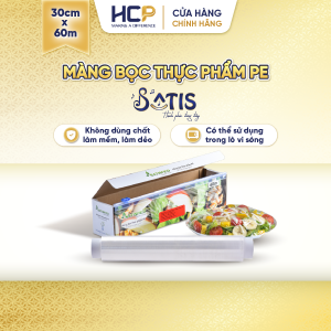 [Mua 1 Hộp tặng 1 Lõi] Hộp Màng Bọc Thực Phẩm PE SATIS 30cm x 60m Không Chứa Chất Phụ Gia Gây Hại Sức Khỏe Dùng Được Cho Lò Vi Sóng