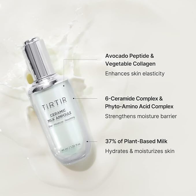 Ready Stock TIRTIR Keramik Milch Essenz Ampulle Feuchtigkeitsspendende und aufhellende Hautpflege 40ml_voghion.com