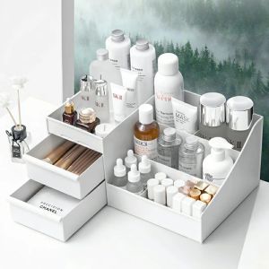 Hộp Đựng Mỹ Phẩm 3 Ngăn Kéo Nhiều Ngăn | Kệ Trang Điểm Để Bàn Đựng Son Phấn Cọ Chăm Sóc Da Phụ Kiện