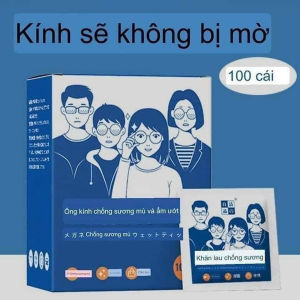 Hộp 100 miếng khăn lau kính nano khăn giấy chống bám hơi nước giấy lau kính chống mờ sương mồ hôi chống nhờn