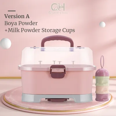 Comfort & Hugs Portable Large Capacity Toddler Bottles Storage Box with Lid Cover With Cleaning Set