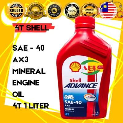 4T SHELL ADVANCE 1 LITER SAE-40 AX3 MINERAL ENGINE OIL MINYAK HITAM 100% ORIGINAL > TIADA PENGHANTARAN KE SABAH SARAWAK LABUAN
