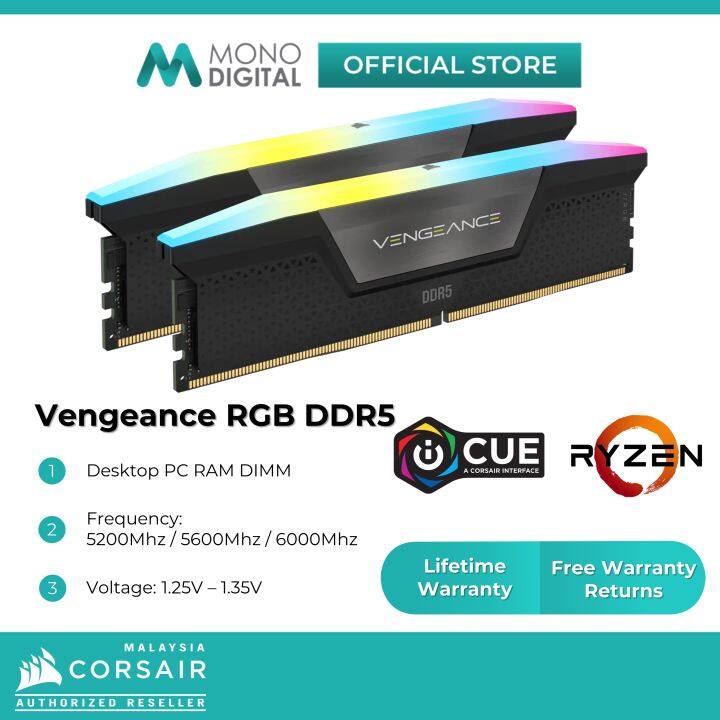 Corsair Vengeance RGB 32GB/64GB DDR5 6000Mhz/5600Mhz/5200Mhz DIMM AMD ...