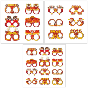 6/12Pieces New Year Celebration Glasses Sustainable Paper Design Multiple Styles Option Photo Booth Accessories