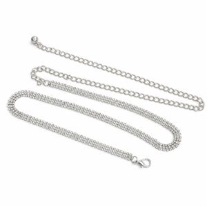 DORADO Sparkle Gold Silver Crystal Waist Belt Adjustable Length Metal Rhinestone Chain Belt Bling Full Diamond Design Waistband Chain For Women