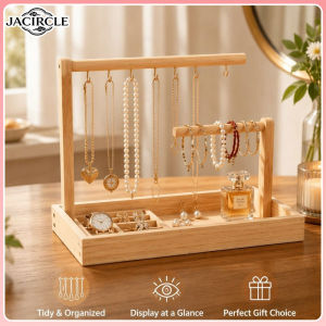 JACIRCLE Wooden Jewelry Organizer Stand Display Jewelry Storage Necklace Multifunction Key Holder Home Decor
