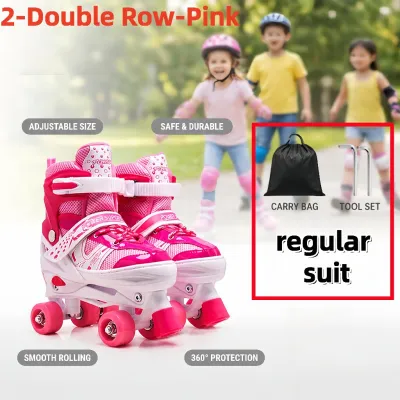 Double Roller Skate Shoes For Kids Adjustable Skate Shoes For Kids Suitable For Beginner