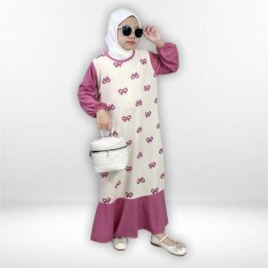 IYAMA 830 Gamis Anak Sofia Bahan Soft Knit Motif Pita