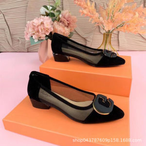 [Free Shipping] Mesh Sandals For Women New Summer And Autumn Styles Shallow-Toe Pointed-Toe Low-Heeled Chunky-Heeled Hollowed-Out Breathable Fashionable WomenS Shoes