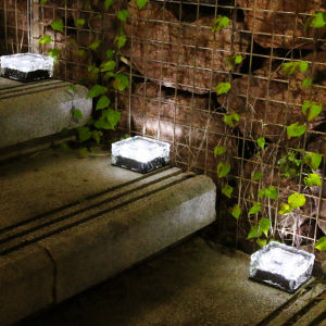 Solar Led Ice Cube Brick Lights Outdoor Waterproof RGB Remote Stair Step Paver Lamp For Yard Patio Tree Lawn Garden Decoration