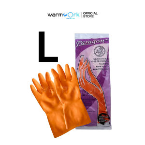 (ยกโหล 12 คู่) ถุงมือแม่บ้าน ถุงมือยางสีส้ม ถุงมือขัดห้องน้ำ ถุงมือสำหรับทำความสะอาด ผลิตจากยางธรรมชาติ ยืดหยุ่น