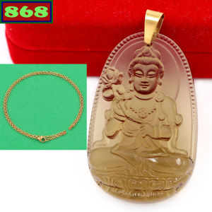 Mặt dây chuyền Đại thế chí bồ tát đá obsidian mặt dây chuyền phong thủy vòng cổ dây chuyền thời trang