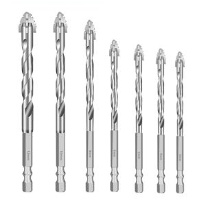 SEJESE Serrated Eccentric Drill Bit Four-Edged High Hardness Concrete Drill Bit Set Multifunction Skewed Head Tile Drill Bit Drilling Tool