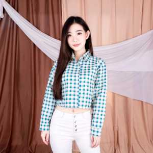 KEMEJA FEBRIC - CROP TARTAN SHIRT | KEMEJA KOTAK OVERSIZE | KEMEJA CROP TOP
