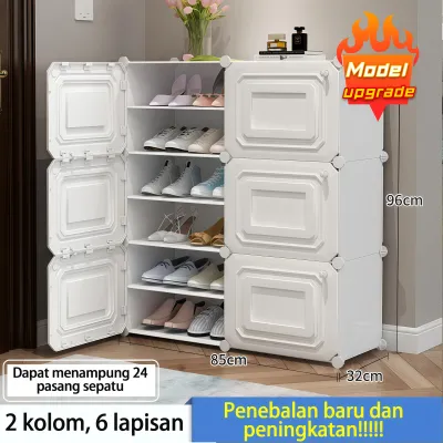 Salvo Rak Sepatu Susun Tertutup Kotak Sepatu Lipat Anti Debu Tebal Lemari Rak Sepatu Kotak Transparan Sepatu Kabinet
