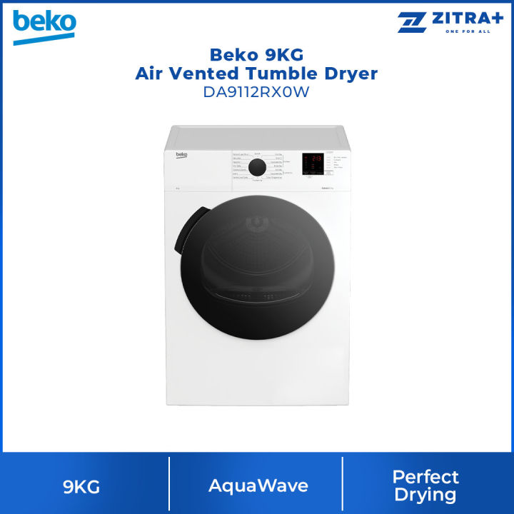 Beko 9KG Air Vented Tumble Dryer DA9112RX0W AquaWave OptiSense