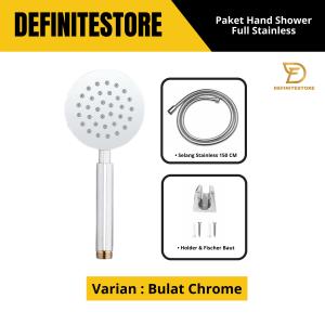 HAND SHOWER SET KOTAK FULL STAINLESS SIMPLE GOOD QUALITY ANTI PECAH Air kamar - BULAT CH