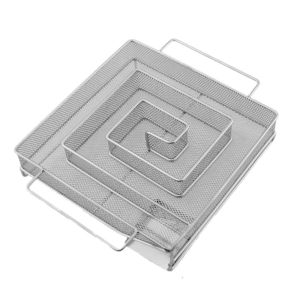 VJ5YE เหลี่ยมหกเหลี่ยมกลม เครื่องกำเนิดควันเย็น อเนกประสงค์อเนกประสงค์ เหล็กไร้สนิม ตัวสร้างควันเศษไม้ เตาย่างบาร์บีคิว หูจับแบบสองหู ตาข่ายบาร์บีคิว ปลาแซลมอน