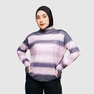 HIA Everywear Bhava Printed Baju Olahraga Wanita Running Gym Padel Lari Slim Fit Long Sleeve Bahan Dry Fit Hecktive Fabric