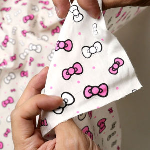 ผ้าคอตต้อนทีซี Cotton TC ลายโบว์และจุด หน้ากว้าง 45 นิ้ว ผ้าเมตร ผ้าหลา ผู้ชาย ชุดเคลื่อนที่ 25-30 กรัม