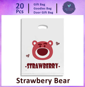 Gift Bag 20pcs Cute Goodies Bag Door Gift Birthday For Kids Wedding Party (2) Pikachu Doreamon Kuromi Strawbeery Bear Kitty Shark Snack Beg Kindergarten School Shop Plastic Bag