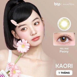[Mua 1 tặng 1] Lens 0.00 có màu 1 tháng PEGAVISION Kaori Peony Brown - màu nâu nhạt tự nhiên | PEGAVISION