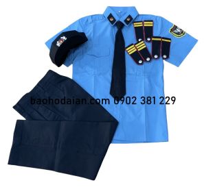 Quần áo đồng phục bảo vệ xanh dương tay ngắn - đủ size đủ cấp bậc đủ phụ kiên