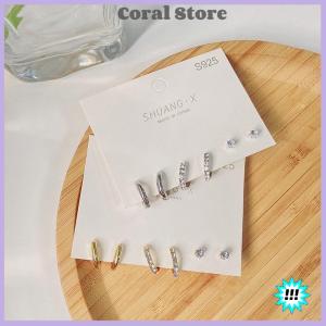 【Coral】💖【HOT SALE】🎈🎈 1 Set New Fashion Metal Circle Drop Small Earrings For Women Trend Pendant Earrings Set Jewelry Gifts