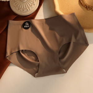 ECMLN Women 7A Ice Silk Seamless Panties Mid Waist Maillard Color Briefs Soft and Comfortable Underwear M-XL
