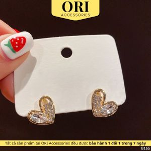 Bông tai nữ Trái tim đính đá Acacia đáng yêu ORI ACCESSORIES B165