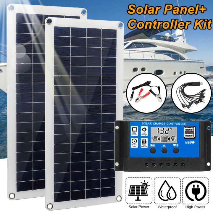 【43.5x20x0.3cm】(12V) Flexible Solar Panel Kit With Optional 60A 100A ...