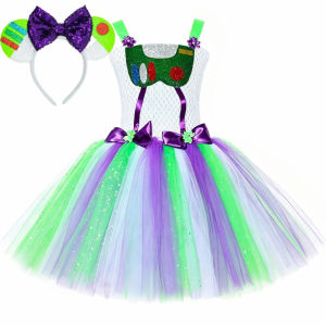 11.11 Outer Space Printed Mesh Tutu Outfit Classic Astronaut Silhouette for Outdoor Parade Space Theme Character Photography Prop h261016