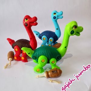 Mainan Bongkar Pasang Dino Dinosaurus Set Tools Perkakas Obeng Alat Tukang Screw Drive Drill Mur Anak Murah