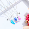 3 Pcs Best Friend Necklace Heart Shaped Dolphin Oil Drop Magnet Stitching Pendant Necklace Girls Good Friend BFF Friendship Jewelry Gift. 