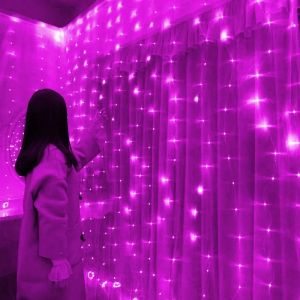 3x3M Curtain Garland LED String Lights Festival Decoration Light 8 Modes USB Remote Control Holiday Fairy Lights For Bedroom Home