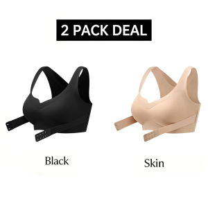 ECOSJA Soft Support Wireless Bra Push-Up Adjustable Front Buckle Breathable Seamless Shape-Back Anti-Sagging Posture Correction