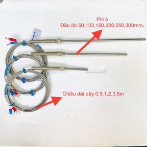 Cảm Biến Nhiệt Độ Can Nhiệt K Can K Dây Giáp Sắt Lõi 0.4mm Phi 5 Ren M8 Tiêu Chuẩn Hàn Quốc