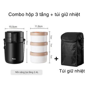 Hộp cơm giữ nhiệt inox YADEL phong cách Nhật Bản 6 lớp cách nhiệt chống bỏng giữ nhiệt 12h tặng đũa thìa inox tùy chọn mua kèm Túi giữ nhiệt hộp cơm văn phòng cà men đựng cơm trưa