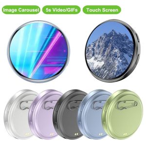 INNEED 1.5 Inch Anime E-Badge 7 Color LED Touch Screen Anime E-Badge Display Pin Creative Changing Images Digital Display Badge Game Peripherals