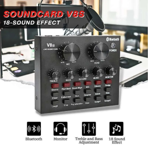 TaffSTUDIO Audio Bluetooth USB External Soundcard Live Broadcast Mic - V8S