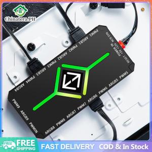1 To 9 3 in 1 4 Pin PWM Magnetic Suction Hub with Remote PWM Fan Hub SATA Power Supply PWM ARGB Fan Hub for Computer PC Case Fan