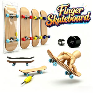 Wooden Finger Skateboard Set Mini Fingerboard Toy for Kids Finger Exercise & Collectible Skate Set