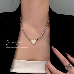 MQJEWELRY Titanium Steel Hip Hop Retro Love Fashion Not Fade Necklace Women Collarbone Chain Necklace Rantai Leher Wanita 钛钢嘻哈项链女