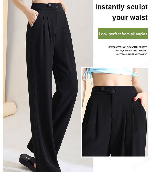 jiketai Figure-flattering versatile high-waisted wide leg trousers Women Wide Leg Suit Pants Oversized Pants