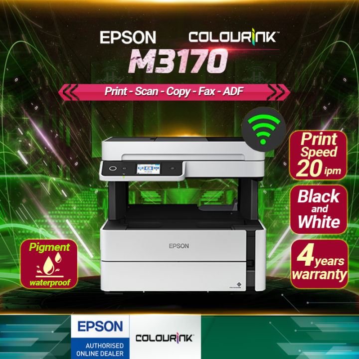 Epson EcoTank M3170 A4 B&W Allinone Mono Ink Tank Printer ADF Wifi