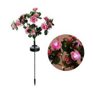 DJDK Creative Solar Powered Azalea Lamp Colorful Waterproof Garden Floor Lamp Durable Cordless Landscape Lawn Lamp Outdoor Use