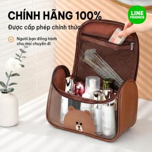 Túi Đựng Mỹ Phẩm Line Friends Brown Kháng Nước Trong Suốt Da PU LFB47