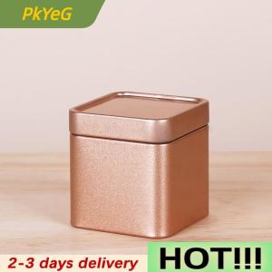 PkYeG 1PC Mini Tin Storage Box Sealed Tea Caddy Small Square Coffee Jar Tea Leaves Container Cans Small Tinplate Spices Storage Boxes