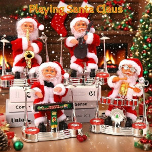 Christmas Electric Santa Claus Saxophone and Drum Play Guitar Piano Drum Playing Xmas Gift